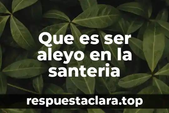 Que es ser aleyo en la santeria