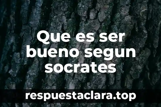 Que es ser bueno segun socrates