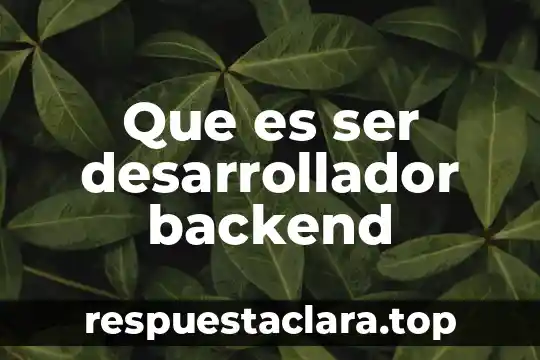 Que es ser desarrollador backend