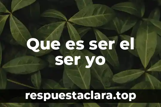 Que es ser el ser yo