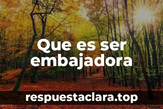 Que es ser embajadora