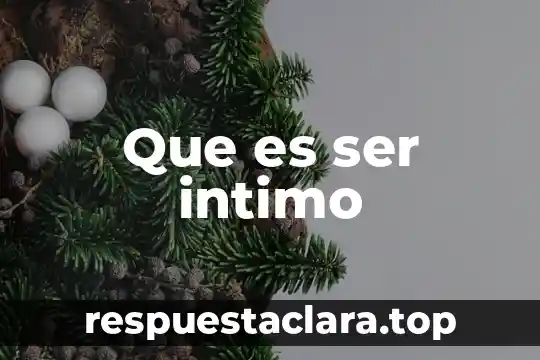Que es ser intimo