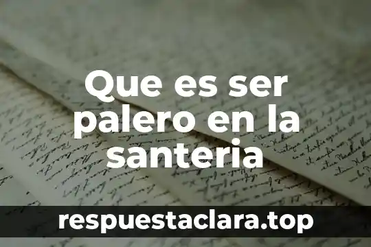 Que es ser palero en la santeria