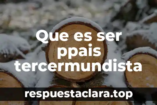 Que es ser ppais tercermundista