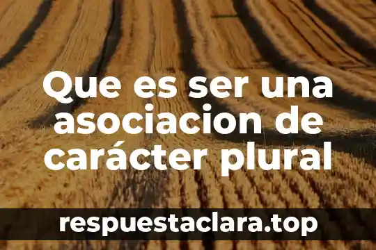 Que es ser una asociacion de carácter plural