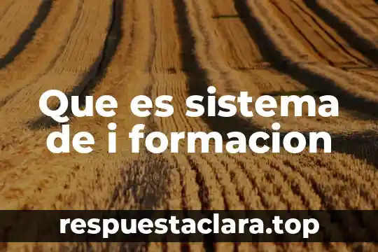 Que es sistema de i formacion