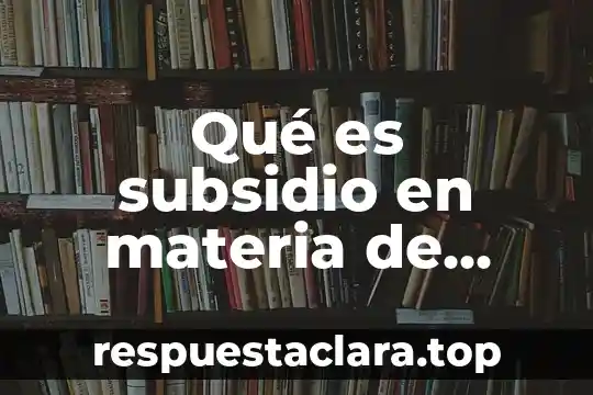 Que es materia indicamente 3 Qué es subsidio en materia de comercio exterior