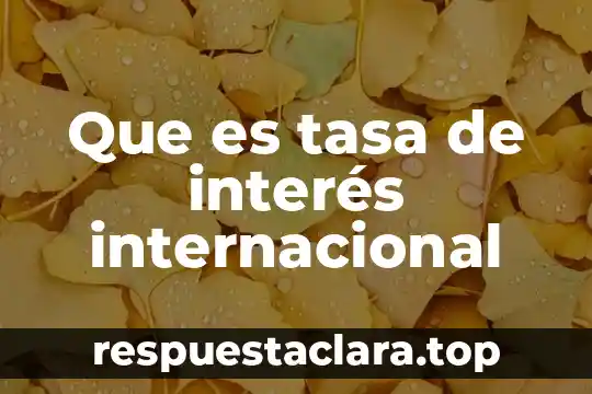 Organismo internacional que es 4 Que es tasa de interés internacional