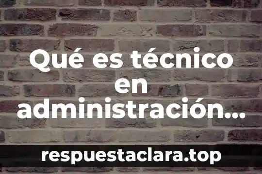 Qué es técnico en administración financiera y finanzas