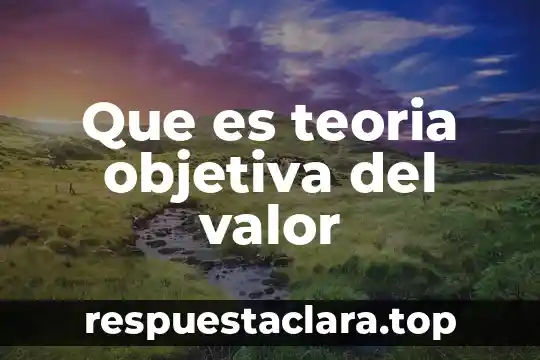 Concepción objetiva que es 7 Que es teoria objetiva del valor