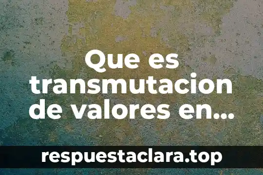 Que es transmutacion de valores en filosofia