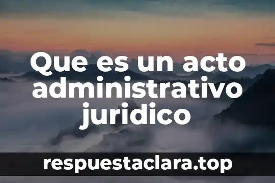 Que es un acto administrativo juridico