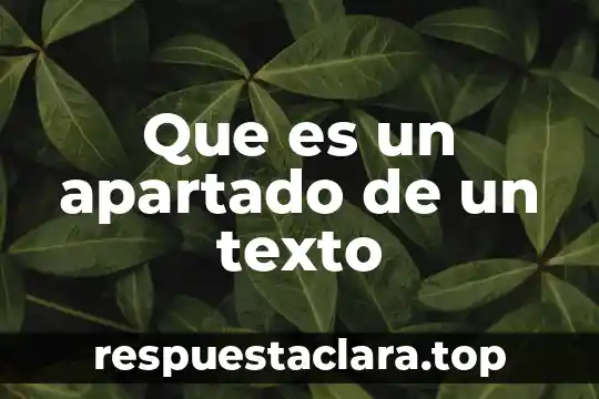 Ordena un texto partiendo de una idea principal que es 5 Que es un apartado de un texto