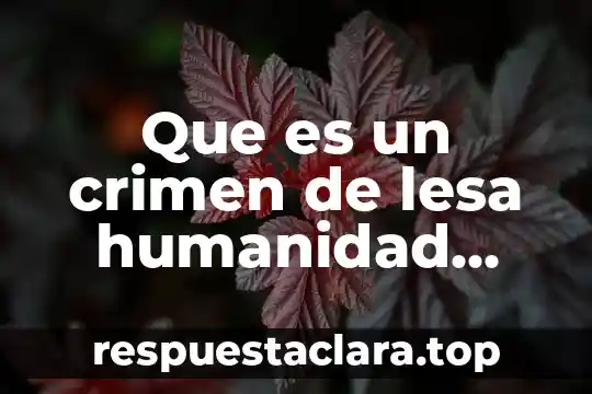 Que es un crimen de lesa humanidad yahoo