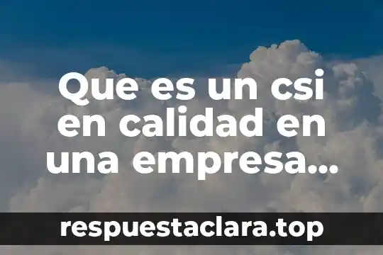 Lo que es en realidad la calidad de vida 6 Que es un csi en calidad en una empresa industrial