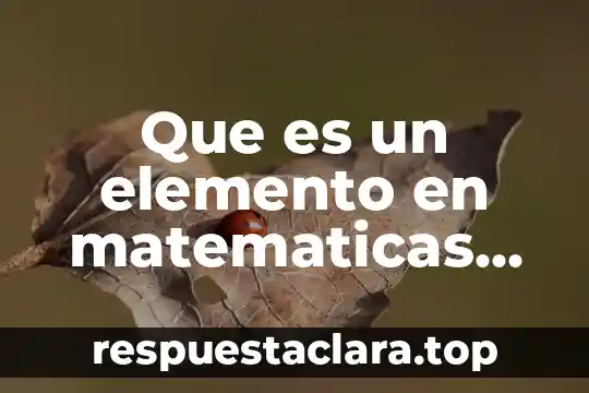 Que es nombre del elemento 6 Que es un elemento en matematicas para niños