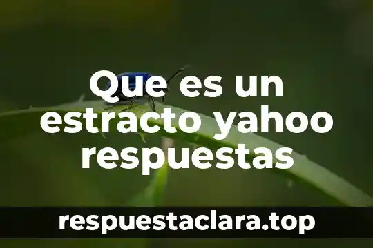 Que es un estracto yahoo respuestas