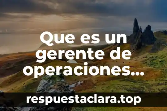 Que es un gerente de operaciones general
