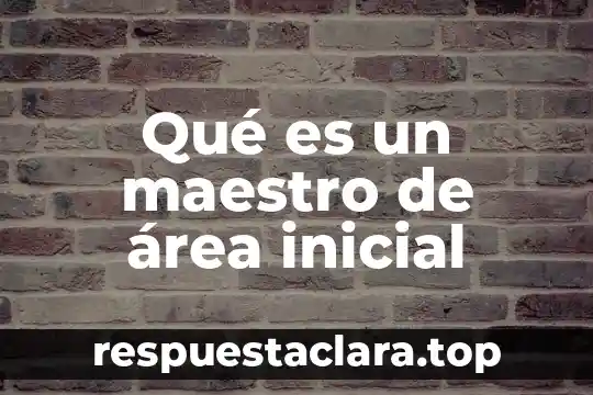 Qué es un maestro de área inicial