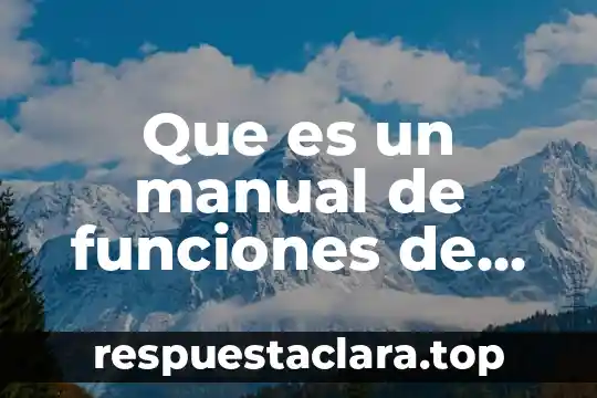 Que es un manual de funciones de un artefacto
