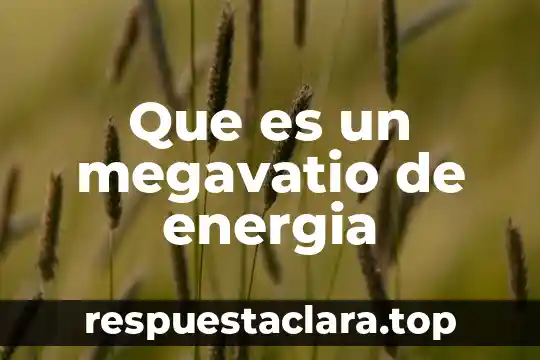 Que es energia electrica significado 4 Que es un megavatio de energia