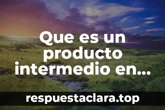 Que es un producto intermedio en economia