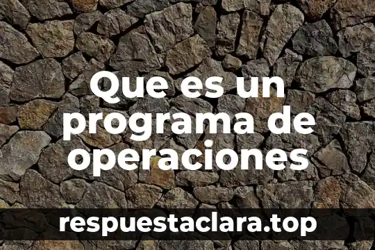 Nodo investigación de operaciones que es 3 Que es un programa de operaciones