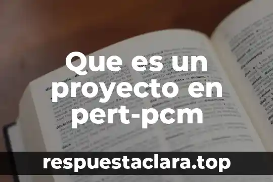 Que es un proyecto en pert-pcm