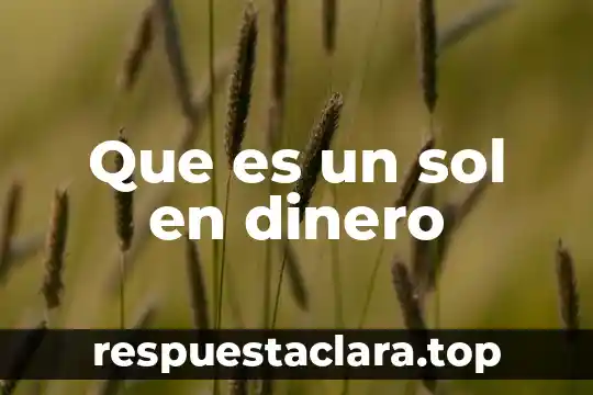 Que es un sol en dinero