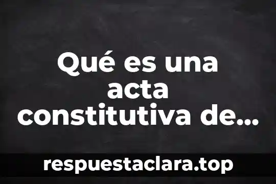 Qué es una acta constitutiva de una sociedad anónima