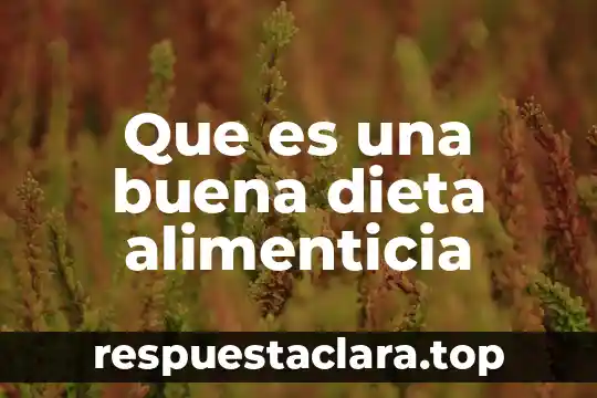 Que es una buena dieta alimenticia