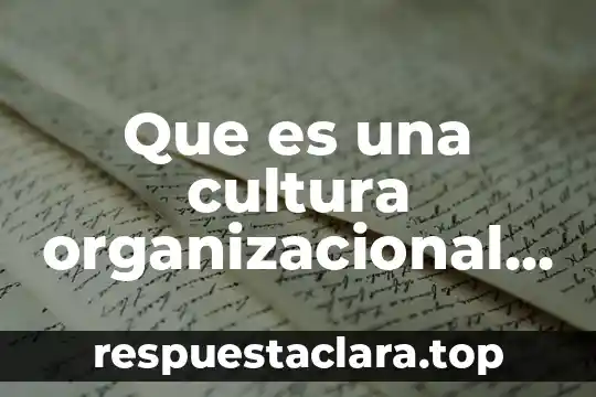 Que es una cultura organizacional apropiada