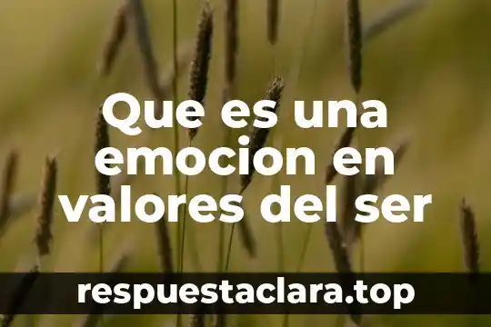 Que es una emocion en valores del ser