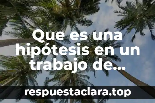 Que es una hipótesis en un trabajo de investigación educativa