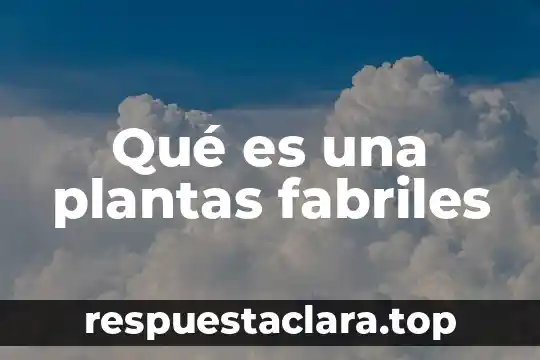 Qué es una plantas fabriles