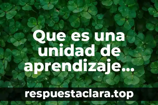 Que es una unidad de aprendizaje definicion
