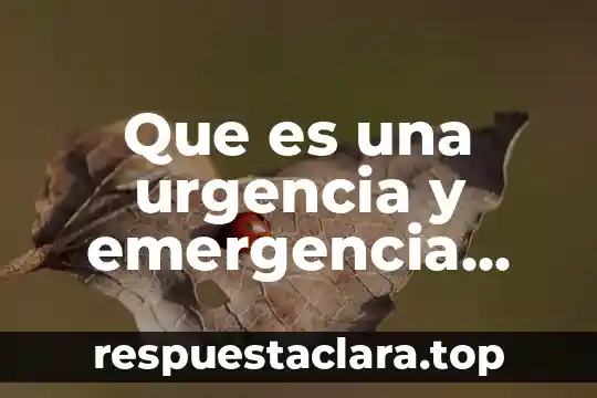 Que es una urgencia y emergencia sector salud