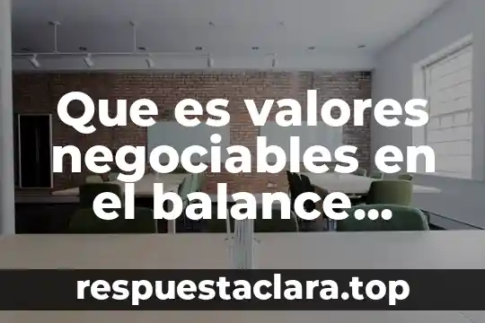 Que es valores negociables en el balance general