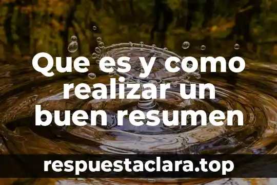 Que es y como realizar un buen resumen