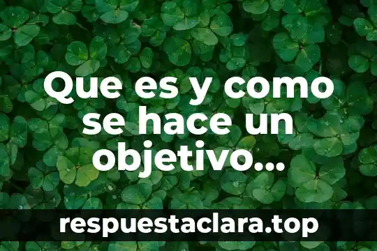 Que es y como se hace un objetivo especifico