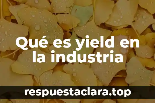 Industria de tiempo libre que es significado y concepto 6 Qué es yield en la industria