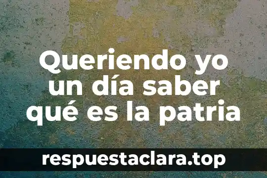Queriendo yo un día saber qué es la patria