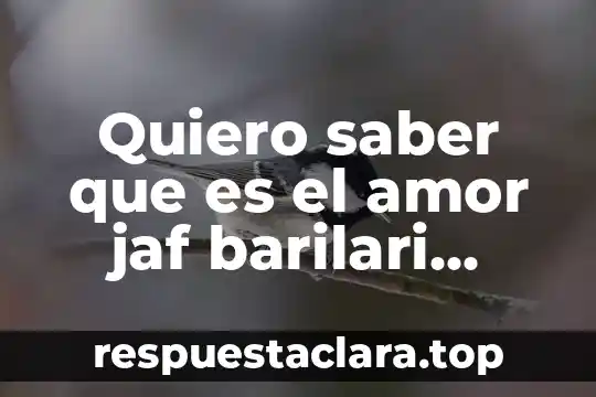 Quiero saber que es el amor jaf barilari letra