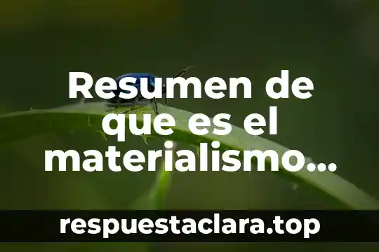 Resumen de que es el materialismo historico