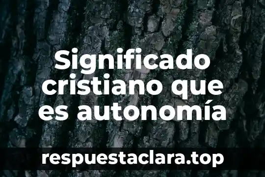 Significado cristiano que es autonomía