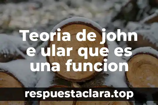 Teoria de john e ular que es una funcion