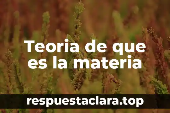Que significa y que es la materia 8 Teoria de que es la materia