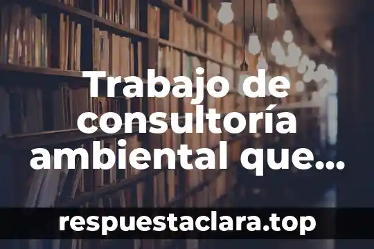 Trabajo de consultoría ambiental que es