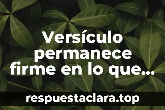 Versículo permanece firme en lo que es correcto