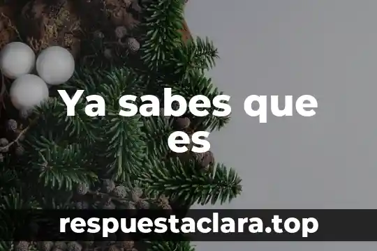 Ya sabes que es